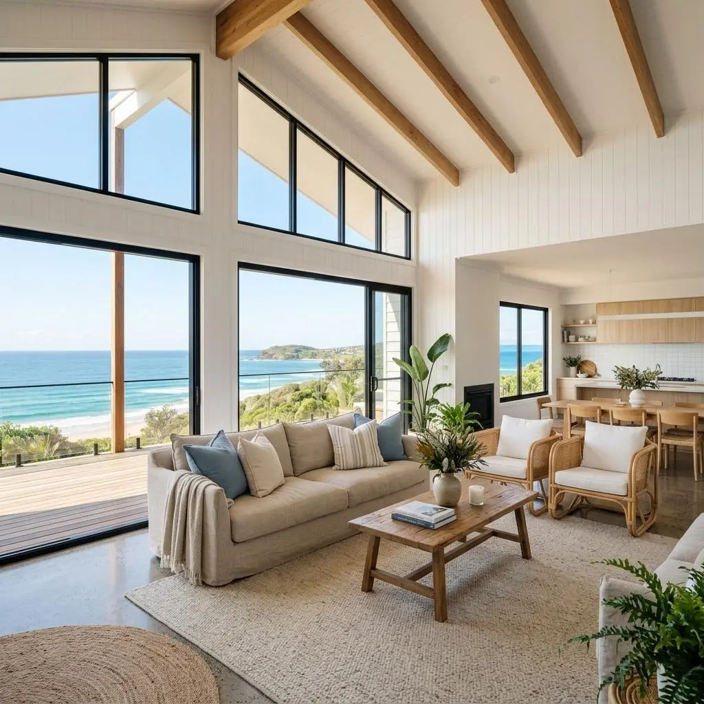 Bright, airy coastal home interior